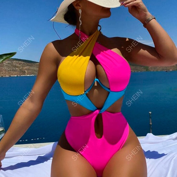 Colorblock One Piece Swimsuit | M 💓🦋🔆 - Picture 1 of 8